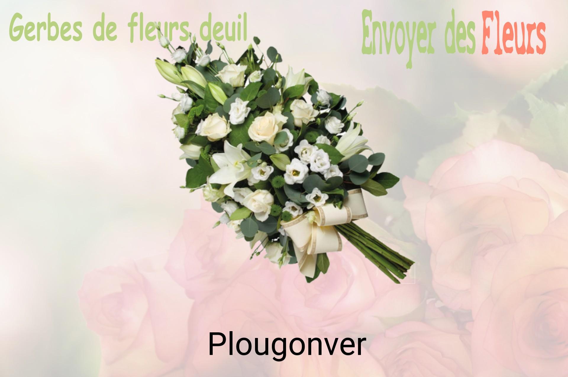 Gerbe de fleurs de deuil livrée à Plougonver